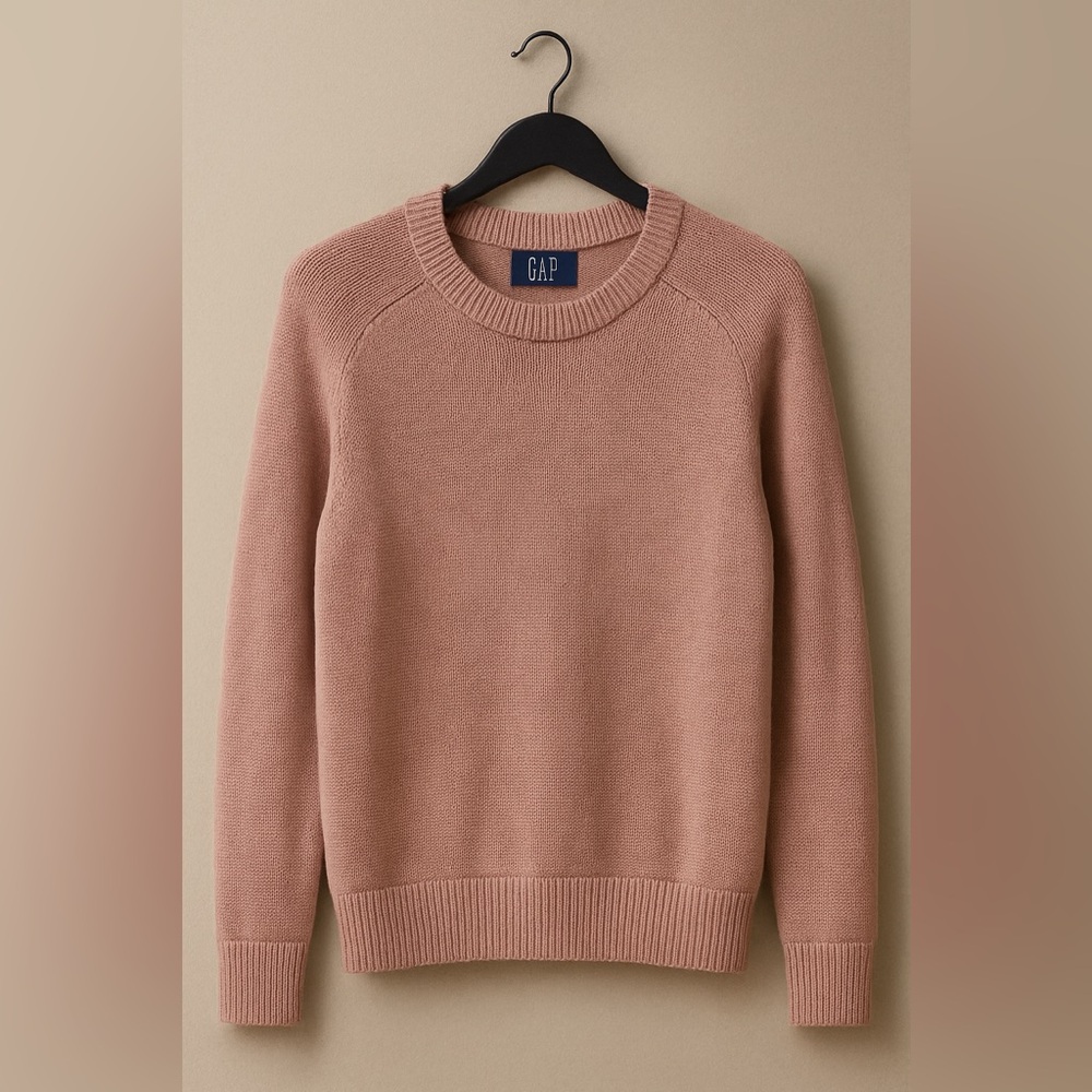 GAP Tan Crewneck Sweater Soft Knit Minimalist Design